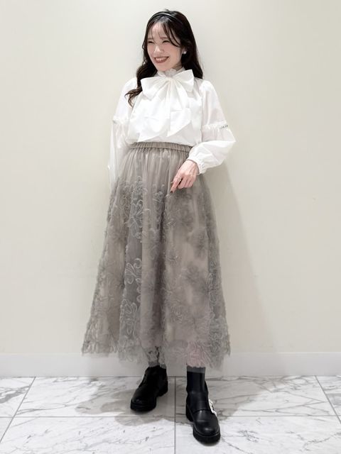 エフデ　マーリエパーエフデ　大きいサイズ　今期　リボンカットソー　ローズティアラ Maglie par ef-de大きいサイズリボンカットソーTシャツ赤エフデ