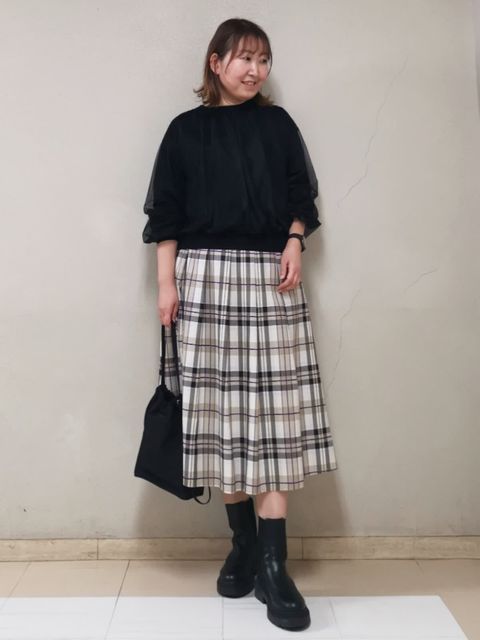 タックフレアロングチェックスカート｜DAY by DAY It's