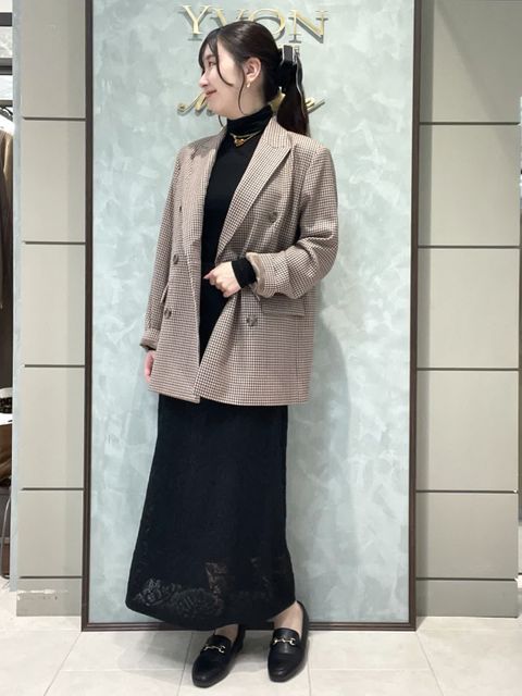 新品　INED イネド　ダッフルコート　オフホワイト系　11 セール】 《Maison de Beige》ループチェックステンコート