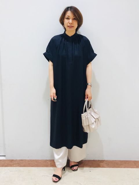 麻見えスタンドカラーワンピース｜INED（イネド）｜フランドル