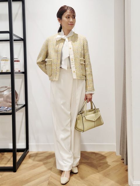 ノーカラーツイードジャケット《Lanificico Campore》｜INED