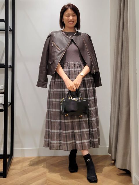 シアーチェックドッキングニットワンピース｜Maglie le cassetto