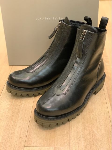 yuko imanishi + 厚底 ブーツ ホワイト レザー センタージップ yuko imanishi + 厚底 ブーツ ホワイト レザー センタージップ